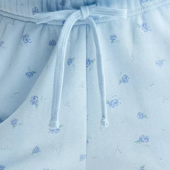 Juniors' Medium Pink Republic Cozy Fleece Shorts Color: Light Blue Floral NWT - Picture 2 of 4